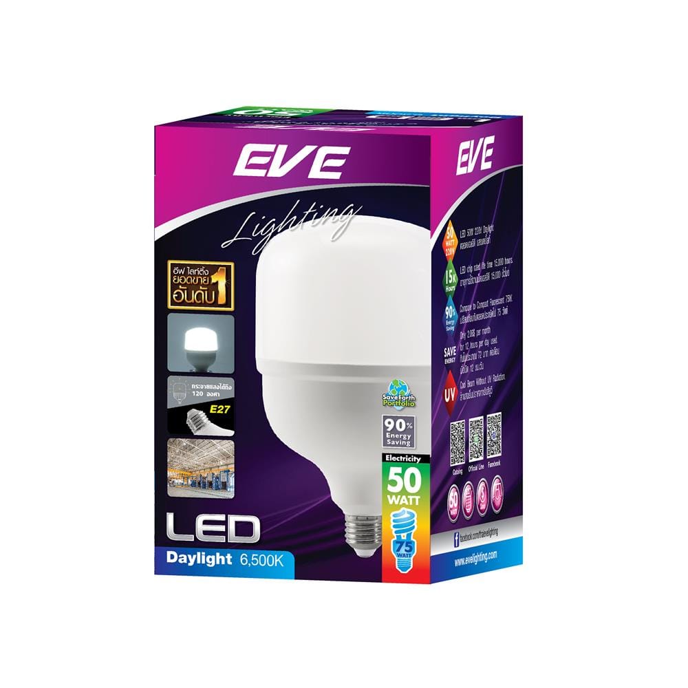หลอด LED EVE HIGHWATT SHOP 50 วัตต์ DAYLIGHT E27
