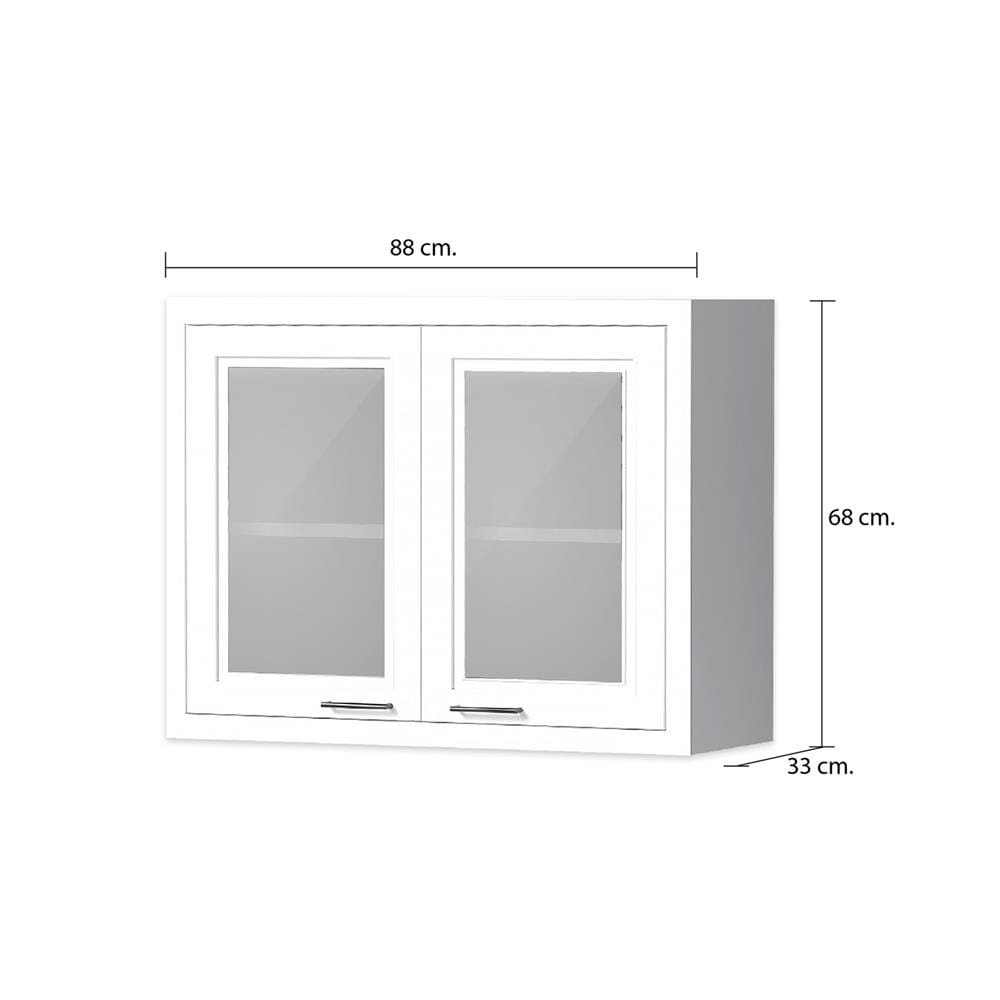 ตู้แขวนบานกระจกคู่ CABIN HARPER 88x68 ซม. สีขาว