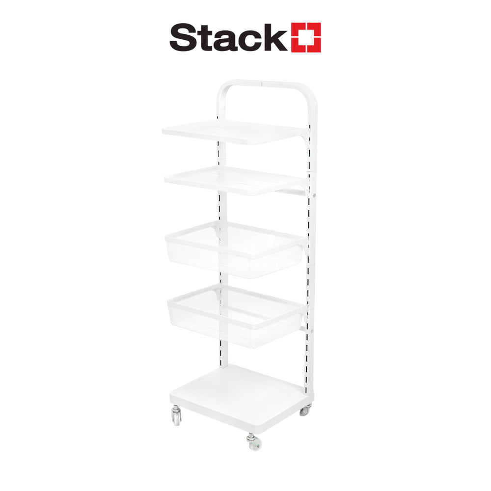 ชั้นวาง 5 ชั้น มีล้อ STACKO BRISK 35.5x30.7x103 ซม. สีขาว
