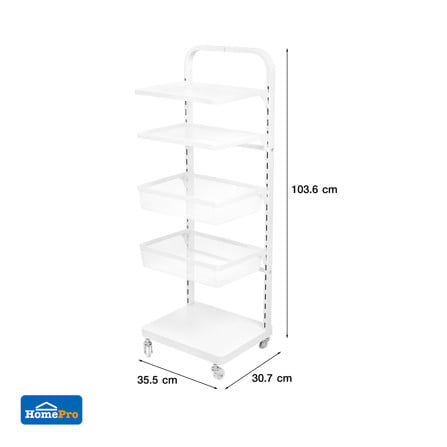 ชั้นวาง 5 ชั้น มีล้อ STACKO BRISK 35.5x30.7x103 ซม. สีขาว_9
