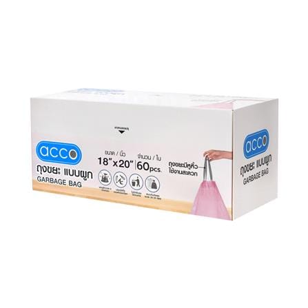 ถุงขยะหูผูก ACCO 18x20 นิ้ว 60 ใบ สีชมพู_0