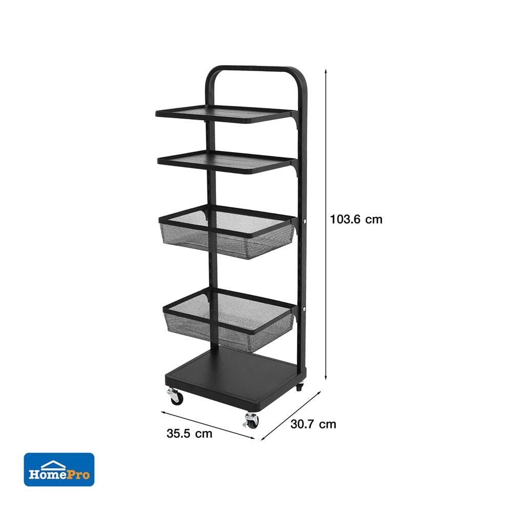 ชั้นวาง 5 ชั้น มีล้อ STACKO BRISK 35.5x30.7x103.6 ซม. สีดำ