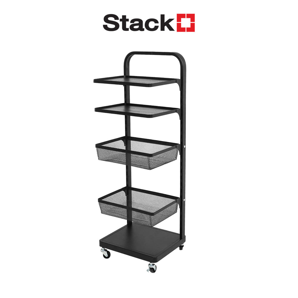 ชั้นวาง 5 ชั้น มีล้อ STACKO BRISK 35.5x30.7x103.6 ซม. สีดำ