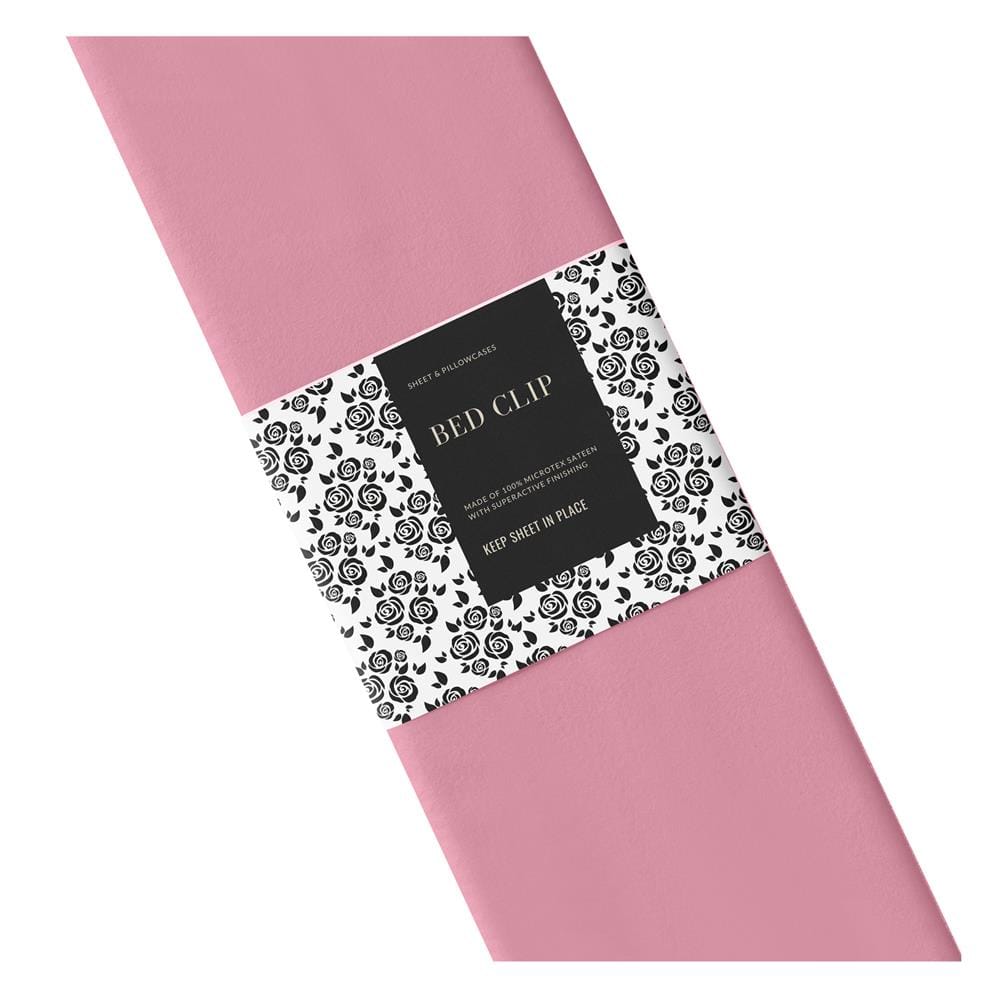 ชุดผ้าปูที่นอน 12 ฟุต 3 ชิ้น BED CLIP MICROTEX สี PINK
