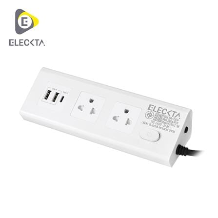 รางปลั๊กไฟ 2 ช่อง 1 สวิตช์ 2 USB 1 Type-C ELECKTA ET431C 3 ม. สีขาว_0