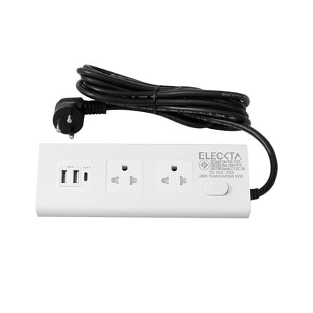รางปลั๊กไฟ 2 ช่อง 1 สวิตช์ 2 USB 1 Type-C ELECKTA ET431C 3 ม. สีขาว_2