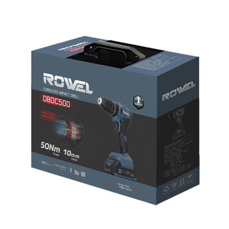 สว่านกระแทกไร้สาย (พร้อมแบตเตอรี่) ROWEL RW-PT-DBDC500 20 โวลต์_3