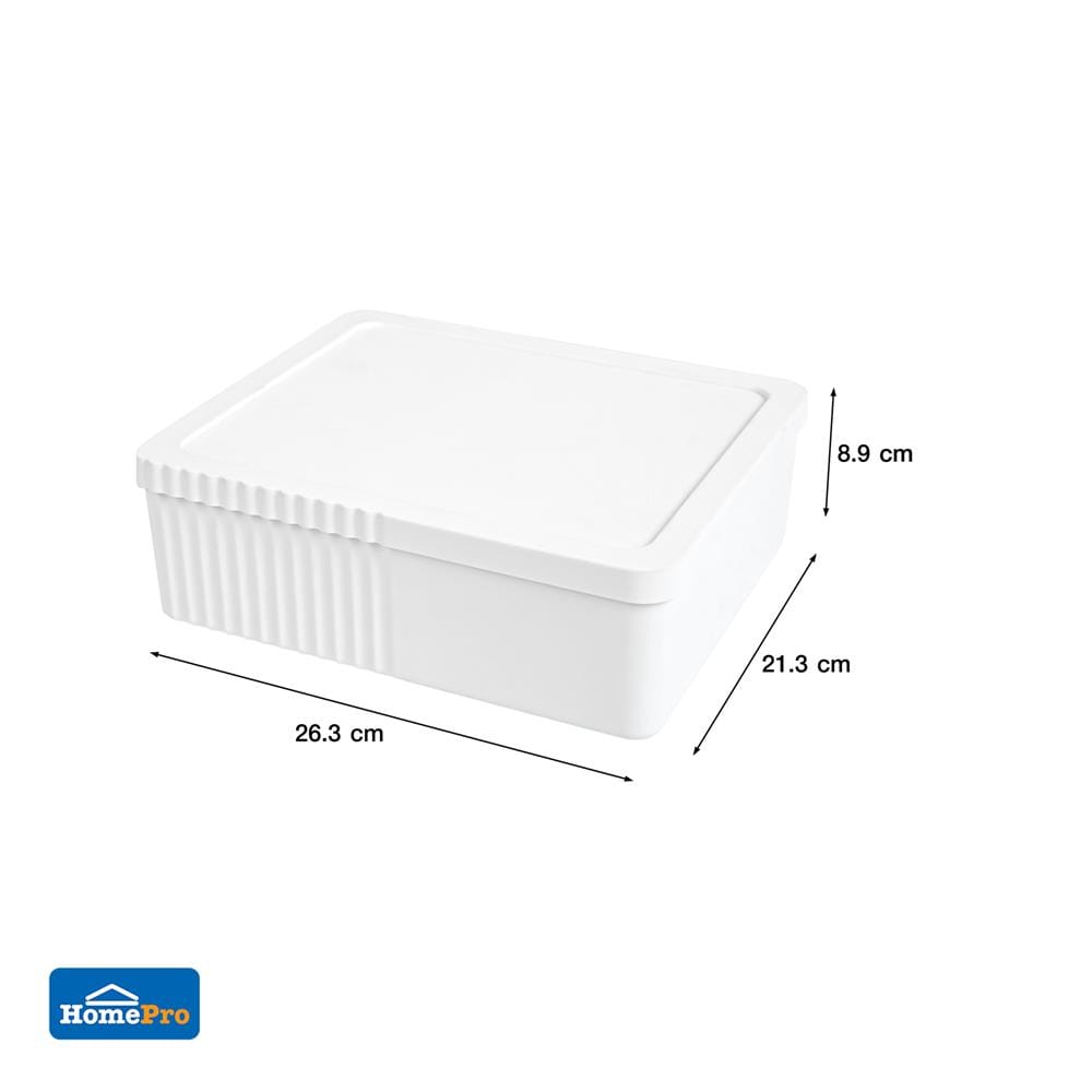 กล่องเก็บของมีฝา STACKO MILD 26.3x21.8x8.9 ซม. สีขาว