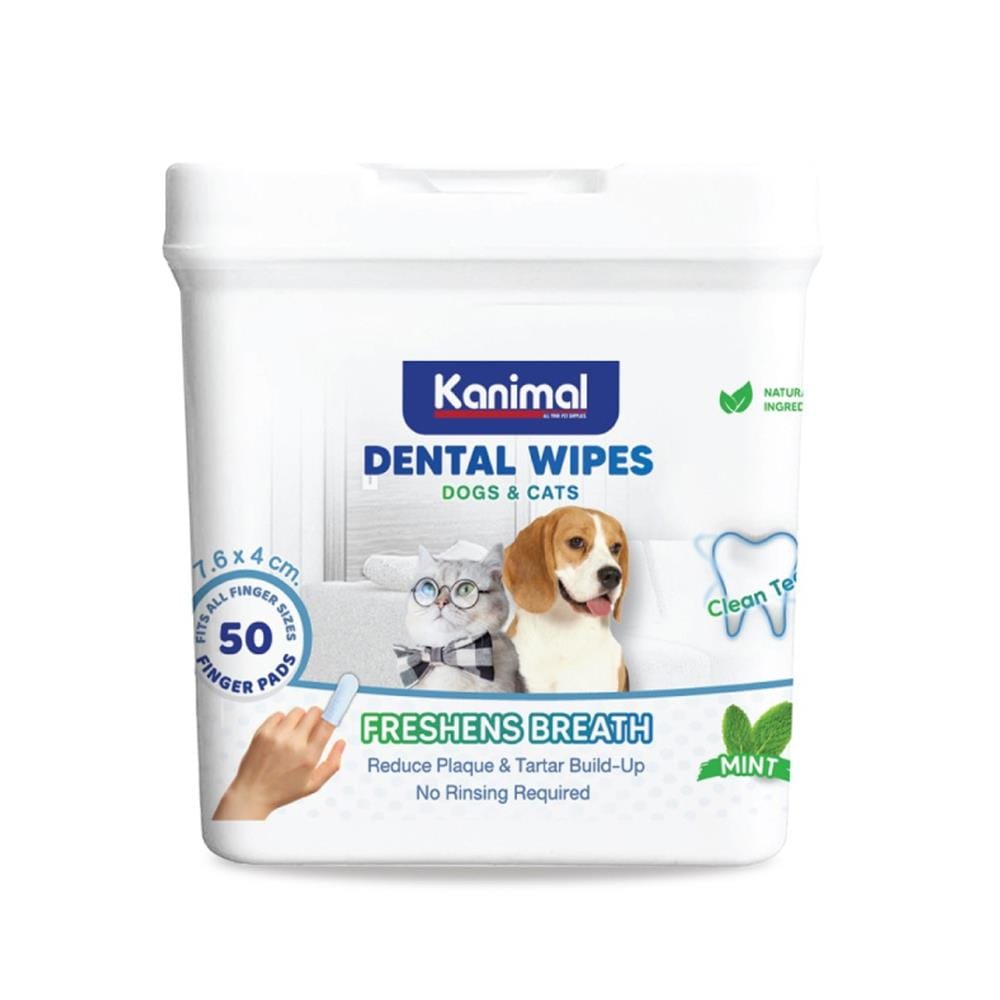 ผ้าเปียกเช็ดฟันสัตว์เลี้ยง KANIMAL 50 แผ่น