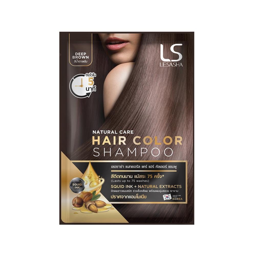 แชมพูเปลี่ยนสีผม LESHASA NATURAL CARE สีน้ำตาลเข้ม