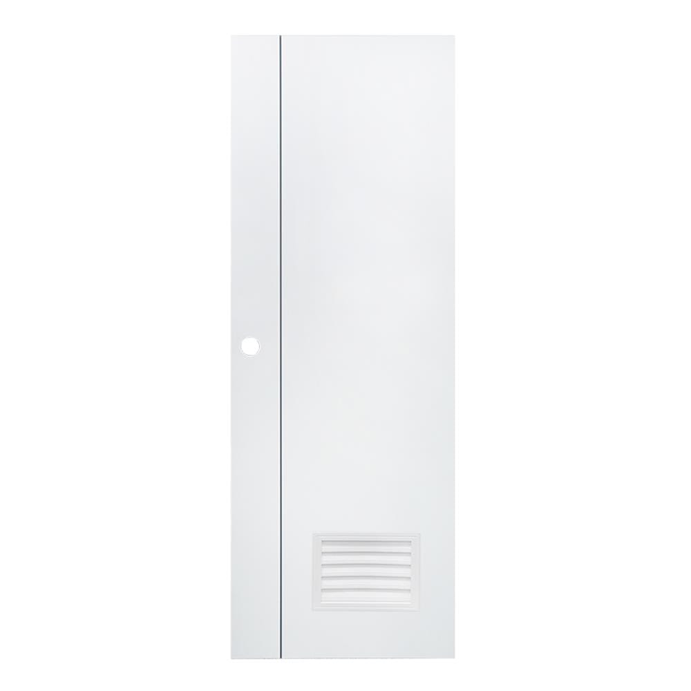 ประตูห้องน้ำ UPVC AZLE GROOVE P2 เกล็ดล่าง 70X200 ซม. สีขาว เจาะลูกบิด