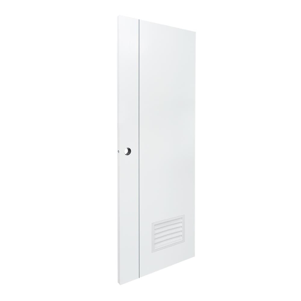 ประตูห้องน้ำ UPVC AZLE GROOVE P2 เกล็ดล่าง 70X200 ซม. สีขาว เจาะลูกบิด