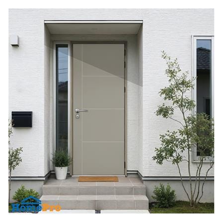 ประตูภายนอก UPVC เจาะลูกบิด AZLE MD-8 80x200 ซม. สีเบจ_3