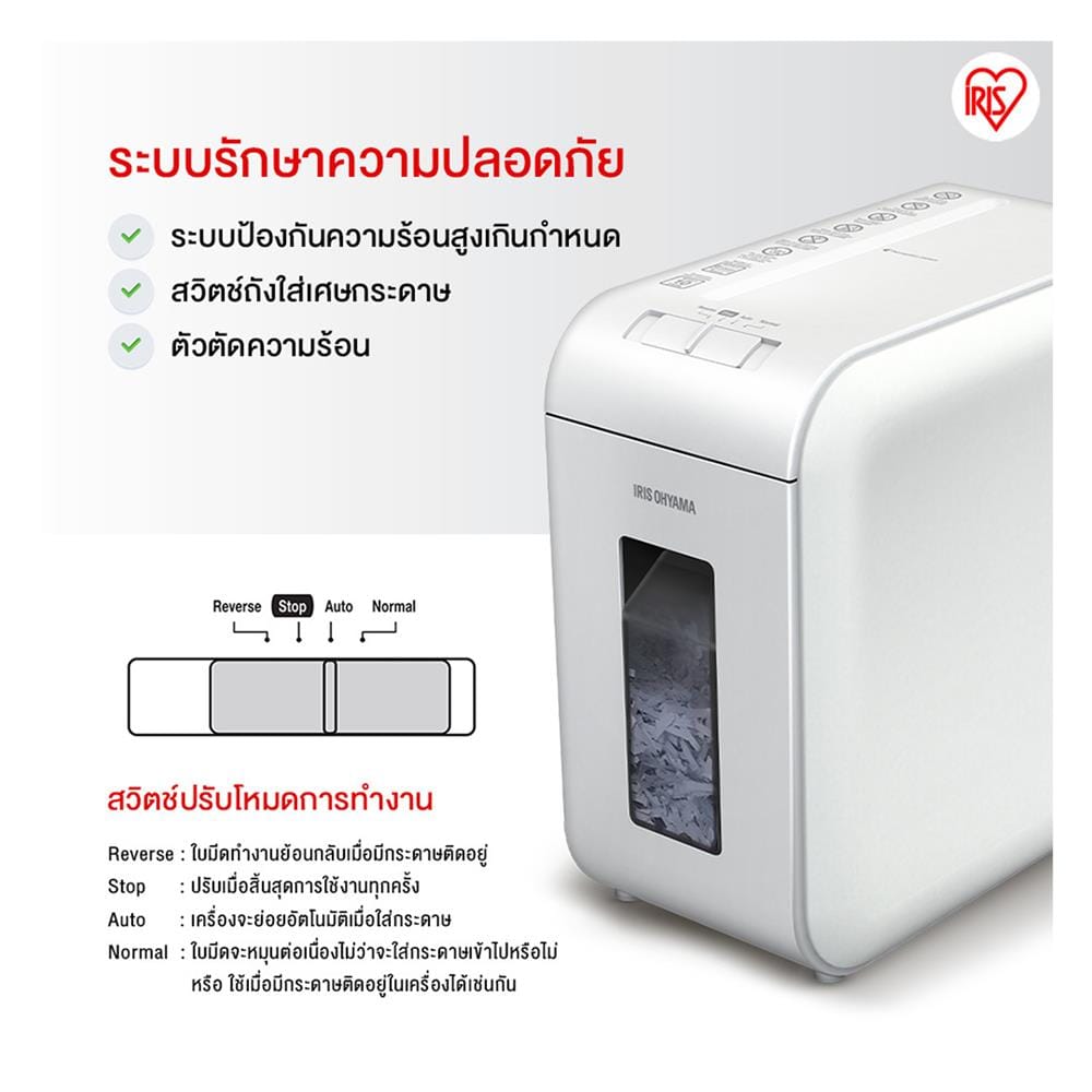 เครื่องย่อยกระดาษ A4 IRIS OHYAMA P6HS75C-W SUPER SILENT สีขาว