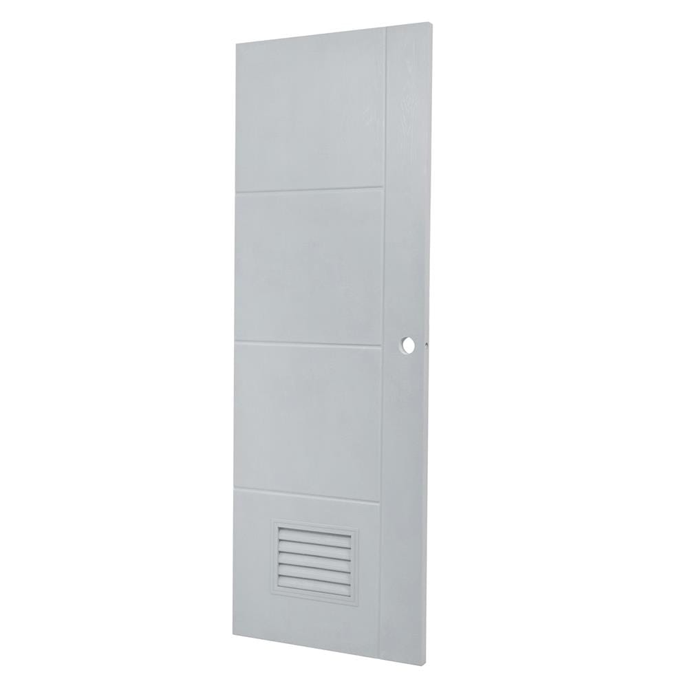 ประตูห้องน้ำ UPVC AZLE PSW24 เกล็ดล่าง 70X200 ซม. สีเทา เจาะลูกบิด