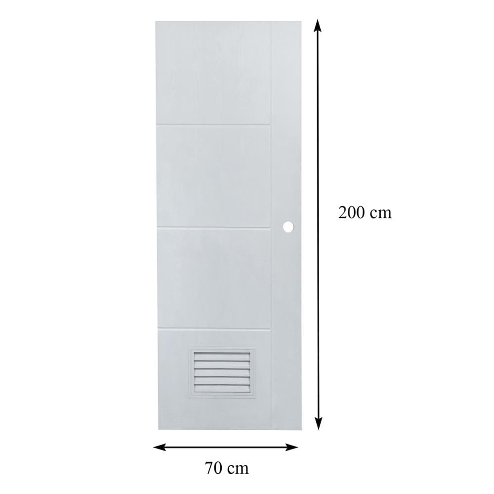 ประตูห้องน้ำ UPVC AZLE PSW24 เกล็ดล่าง 70X200 ซม. สีเทา เจาะลูกบิด