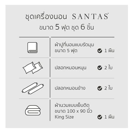 ชุดผ้าปูที่นอน 5 ฟุต 6 ชิ้น SANTAS VIVACIOUS VI_6