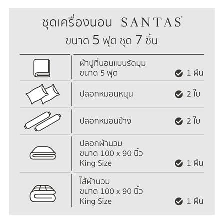 ชุดผ้าปูที่นอน 5 ฟุต 7 ชิ้น SANTAS LIBERICA GR_6