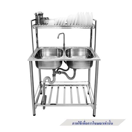 ซิงค์ขาตั้ง 2 หลุม MESTER PSV932 สีเงิน_3