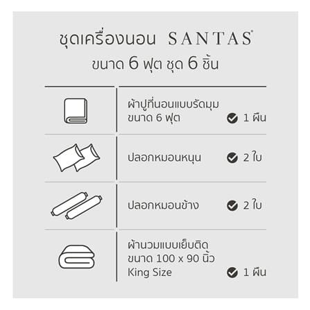 ชุดผ้าปูที่นอน 6 ฟุต 6 ชิ้น SANTAS CANDY LUSH GN_6