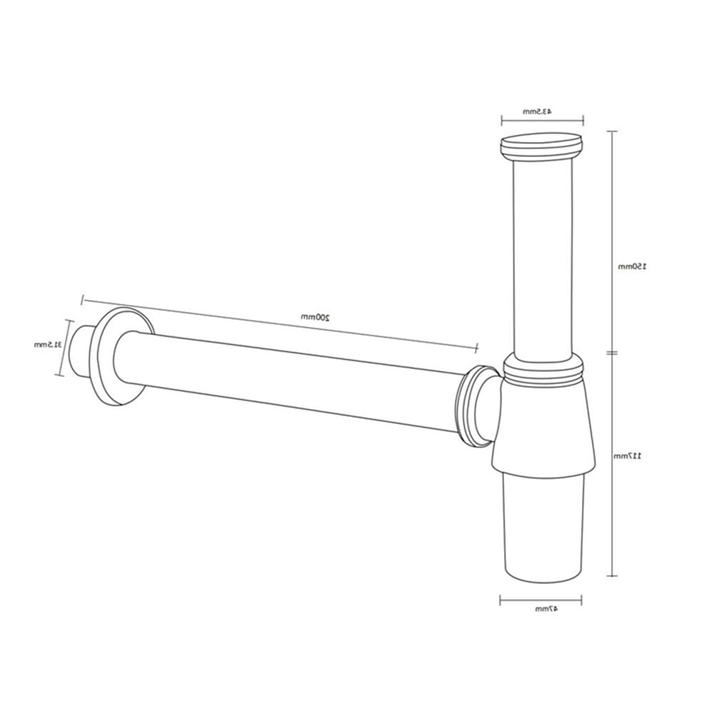 ท่อน้ำทิ้งอ่างล้างหน้ากระปุก RASLAND RA T911-T320 20 ซม.