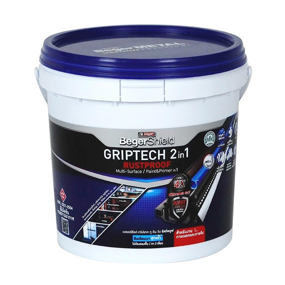 สีน้ำมัน BEGER BEGERSHIELD GRIPTECH 2 IN 1 RUSTPROOF 888 สีดำ ด้าน 1 แกลลอน