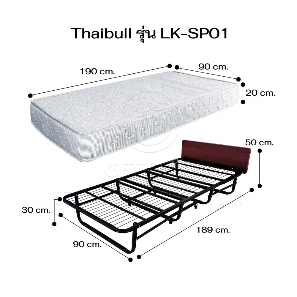 เตียงพับพร้อม TOPPER THAIBULL LK-SP01 90X193X50 ซม. สีขาว