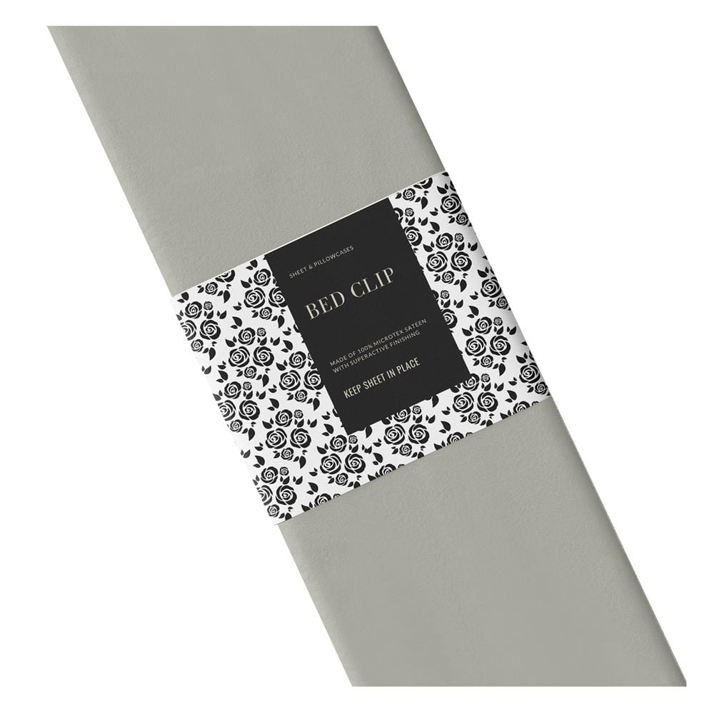ชุดผ้าปูที่นอน 5 ฟุต 3 ชิ้น BED CLIP MICROTEX สี GREY