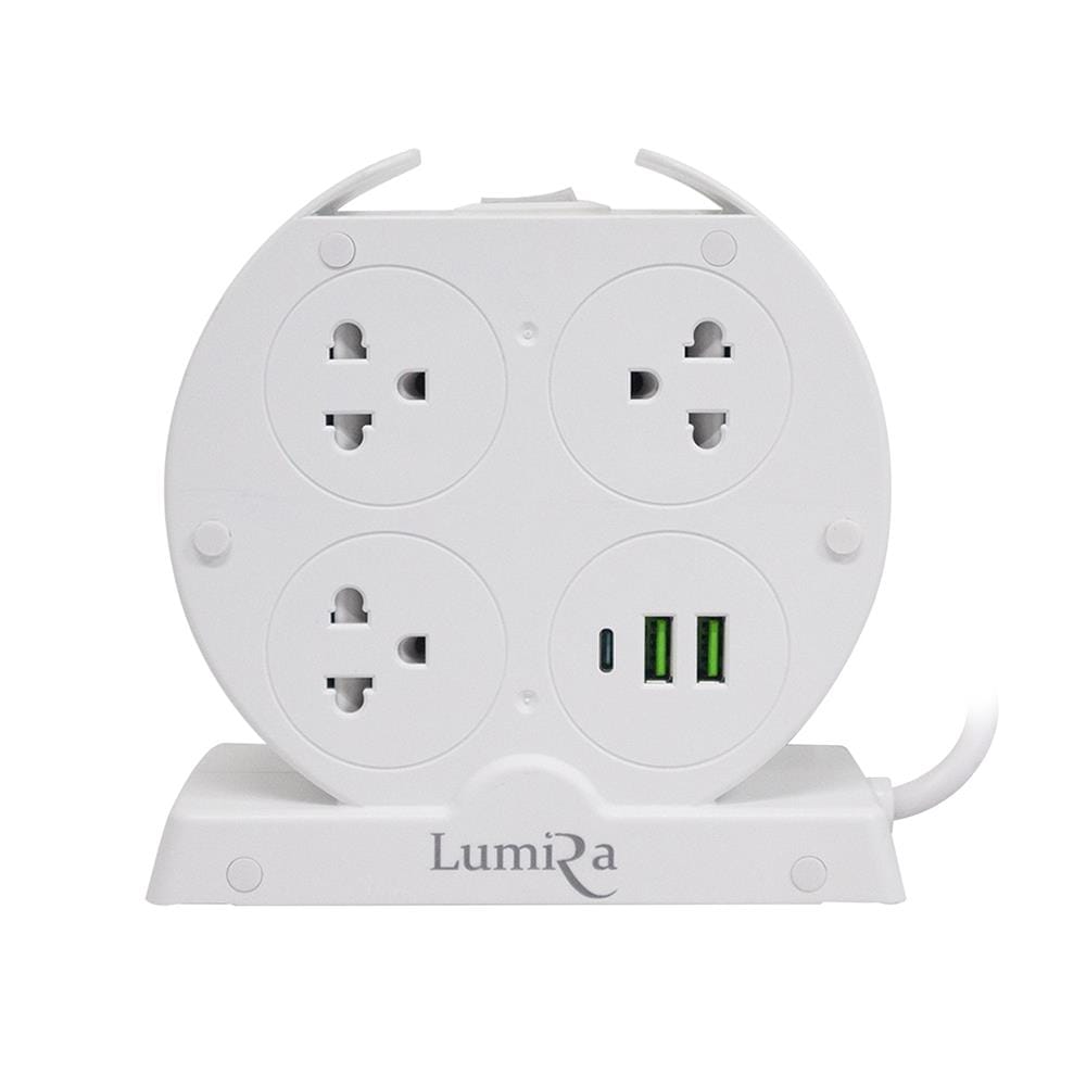 รางปลั๊กไฟ 7 ช่อง 1 สวิตช์ 2 USB 1 USB-C LUMIRA LS-025/PD 3 ม. สีขาว_0