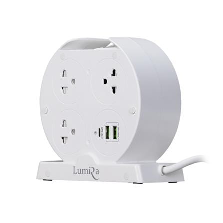 รางปลั๊กไฟ 7 ช่อง 1 สวิตช์ 2 USB 1 USB-C LUMIRA LS-025/PD 3 ม. สีขาว_2