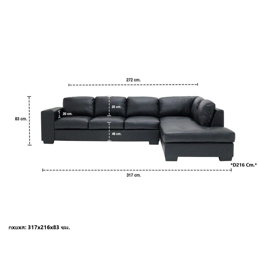 โซฟาเข้ามุมขวา KONCEPT TIMMER 19215615 สีดำ