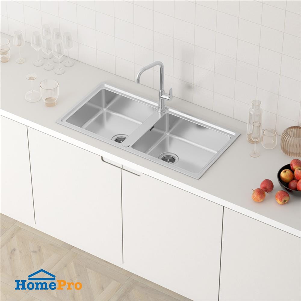 ซิงค์ฝัง 2 หลุม MEX ELB120BM สีเงิน