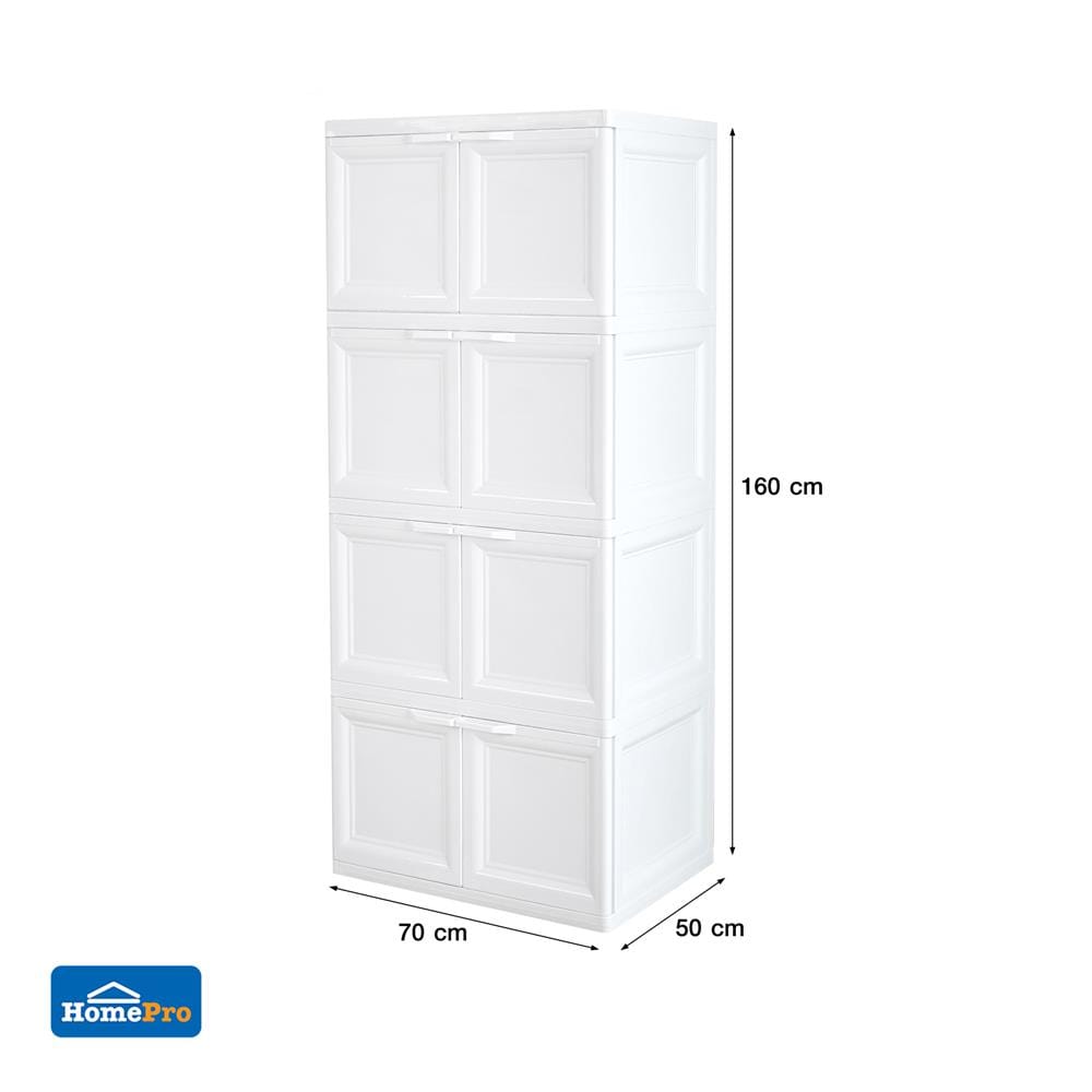 ตู้บานเปิด 4 ชั้น STACKO VID-4 70x50x160 ซม. สีขาว