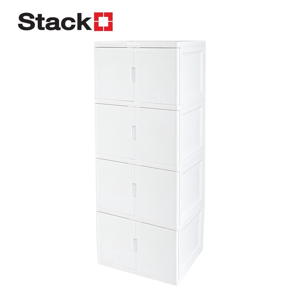 ตู้บานเปิด 4 ชั้น STACKO S5 VID 70x50x160 ซม. สีขาว