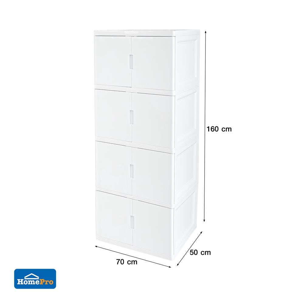ตู้บานเปิด 4 ชั้น STACKO S5 VID 70x50x160 ซม. สีขาว