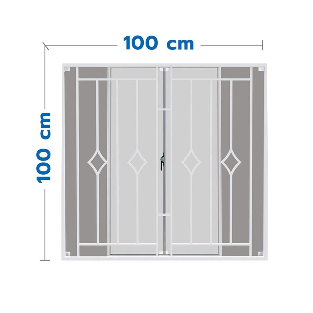 หน้าต่างบานเลื่อน อะลูมิเนียม มุ้ง เหล็กดัด MHOLARN ลาย MINIMOL 100X100 ซม. สีขาว