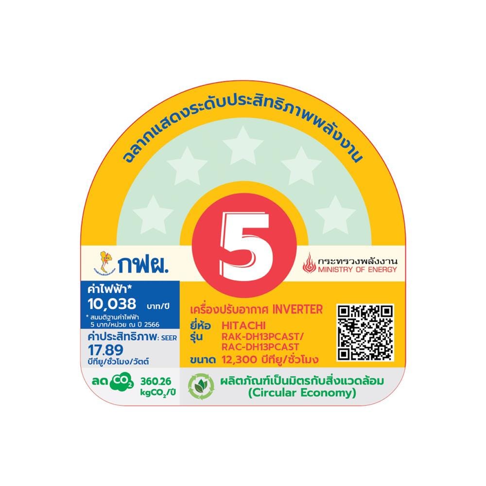 แอร์ผนัง HITACHI RAK/RAC DH13PCAST_N 12300 บีทียู อินเวอร์เตอร์