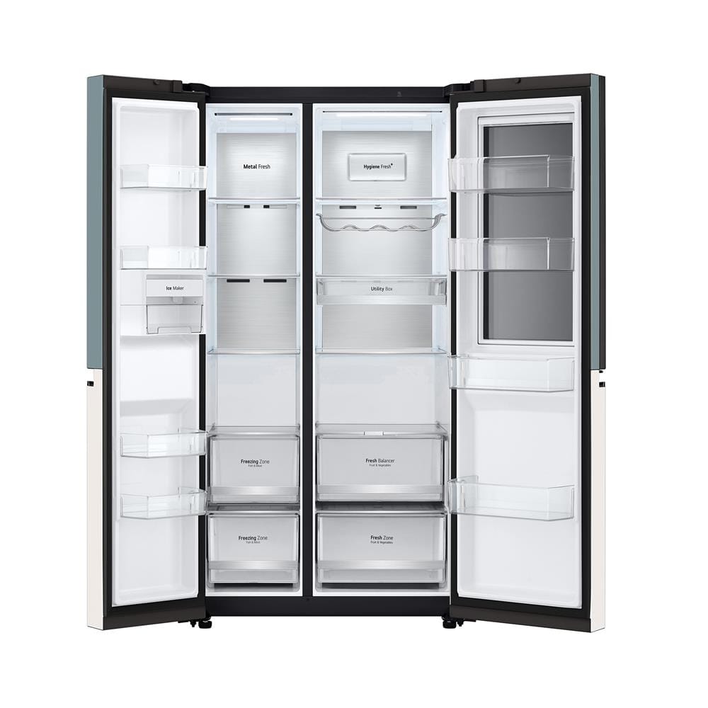 ตู้เย็น SIDE BY SIDE LG GC-Q257CMFW.ATEPLMT 23.1 คิว สีเขียวเบจ