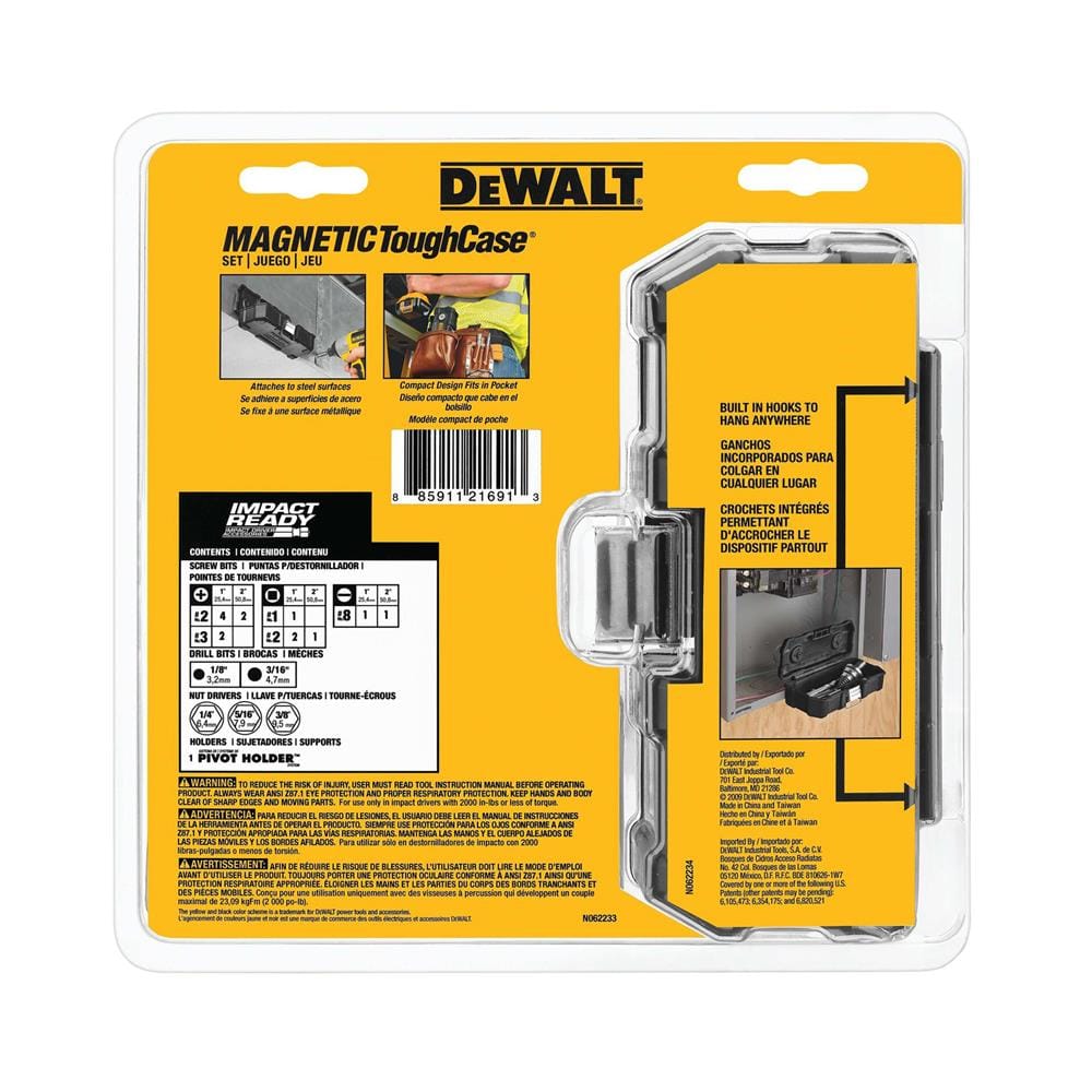 ชุดดอกไขควงและกล่องแม่เหล็ก DEWALT DWMTCIR20 MAGNETIC TOUGH CASE 20 ชิ้น