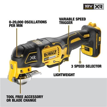 เครื่องมืออเนกประสงค์ระบบสั่นไร้สาย (เฉพาะตัวเครื่อง) DEWALT DCS356NT-XJ 18 โวลต์ (สูงสุด 20 โวลต์)_6