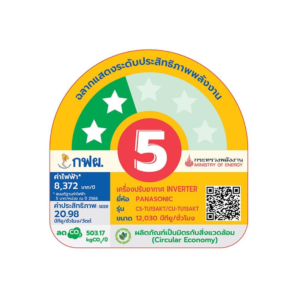 แอร์ผนัง PANASONIC CS/CU-TU13AKT 12030 บีทียู อินเวอร์เตอร์