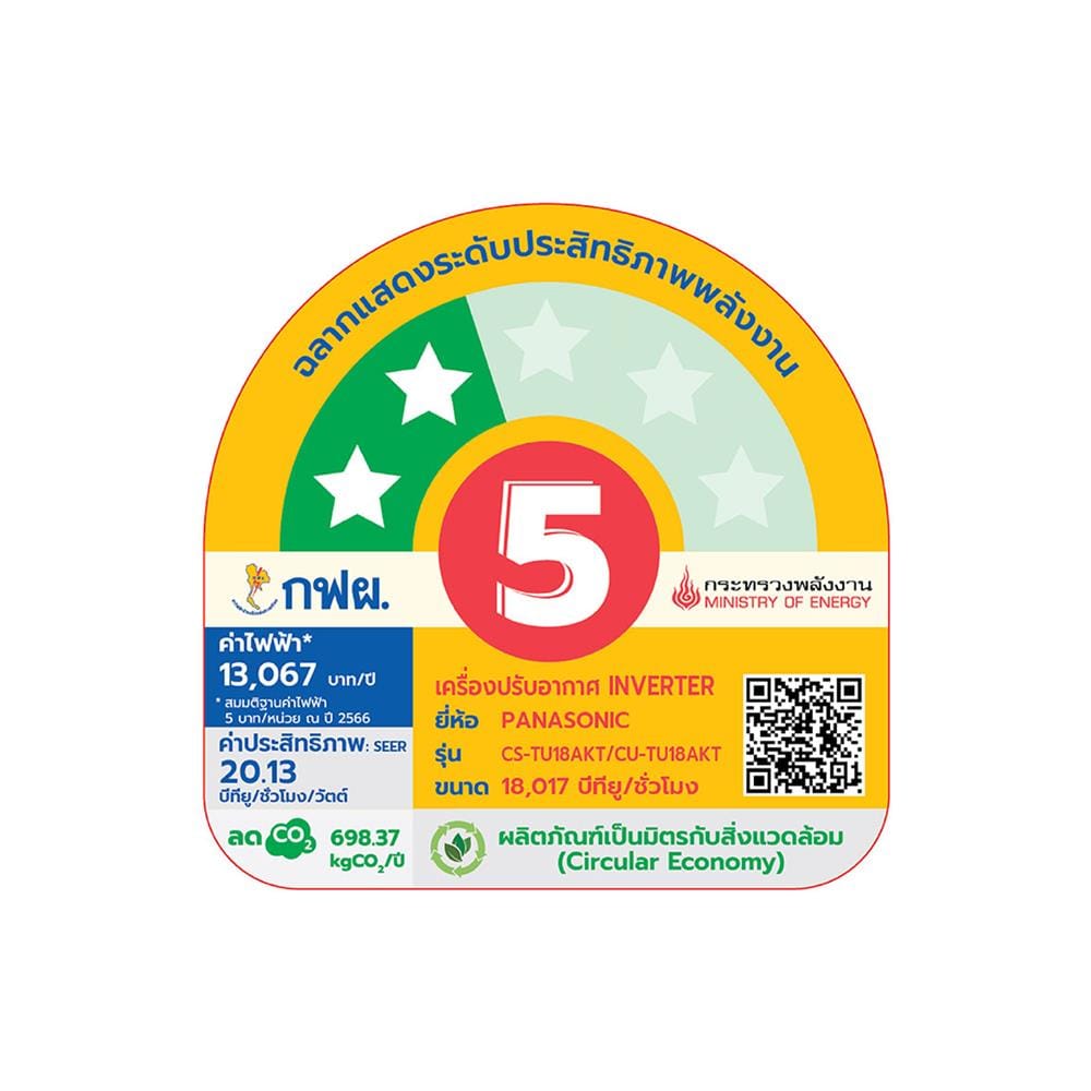 แอร์ผนัง PANASONIC CS/CU-TU18AKT 18017 บีทียู อินเวอร์เตอร์