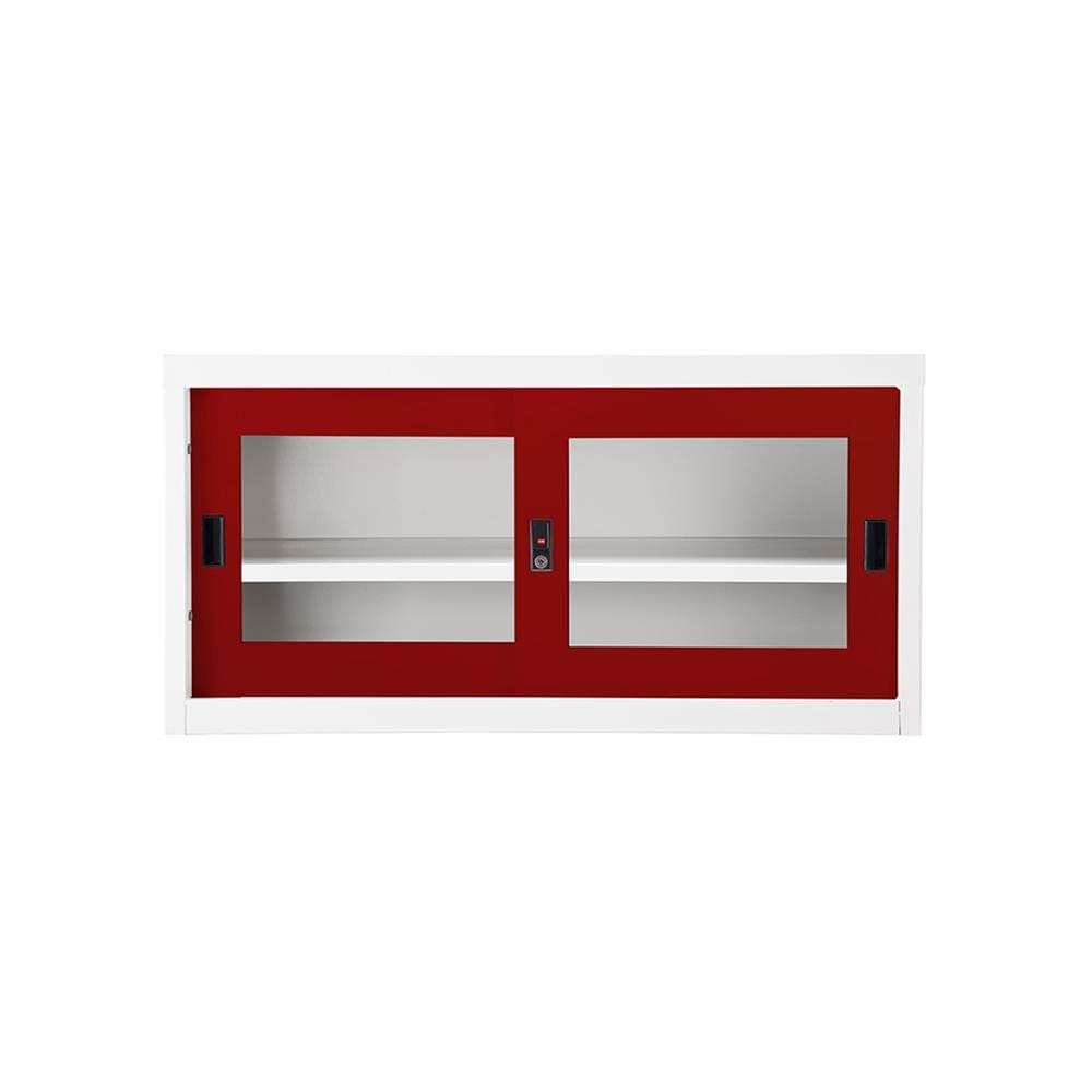 ตู้เหล็กบานเลื่อนกระจก KIOSK USB-2 สีขาว/แดง