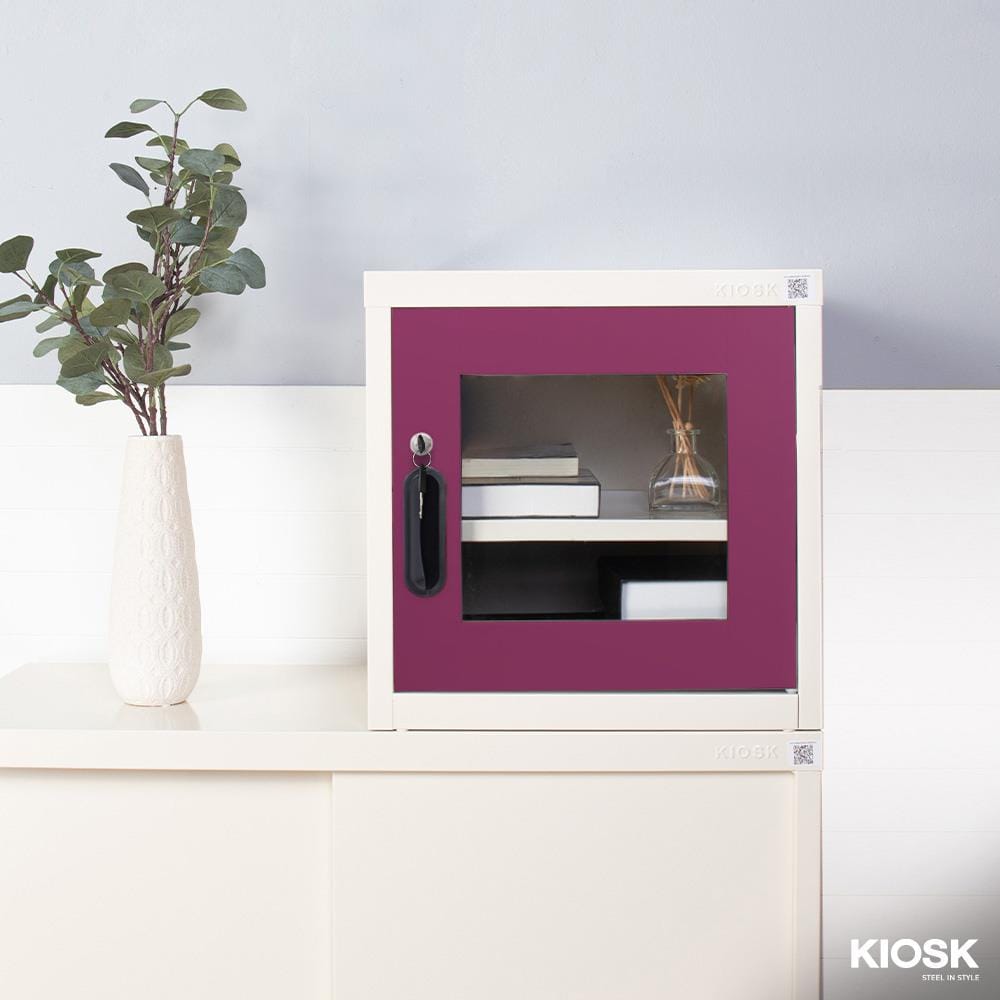 ตู้เหล็กบานเปิดกระจก KIOSK UNI-2 สีม่วง