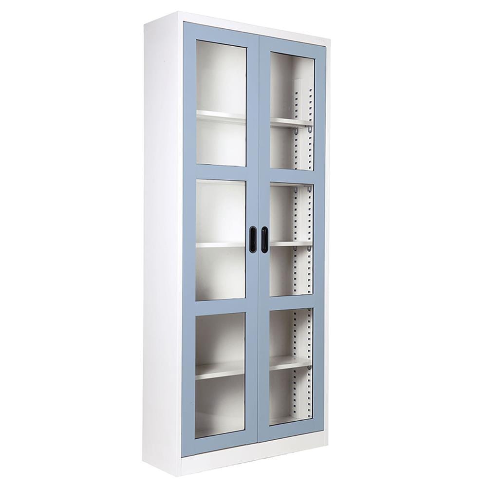 ตู้เหล็กสูงบานเปิดกระจก KIOSK MAX-052 สีเทาอ่อน