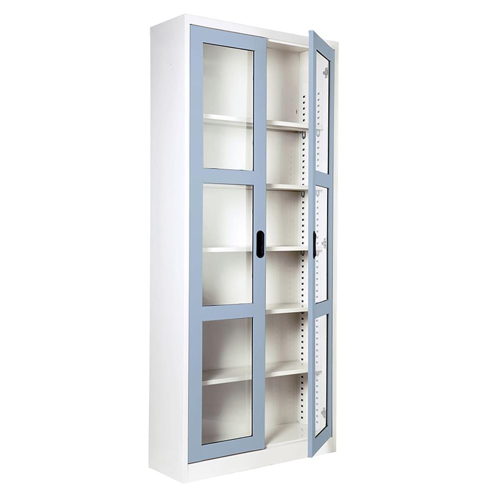 ตู้เหล็กสูงบานเปิดกระจก KIOSK MAX-052 สีเทาอ่อน