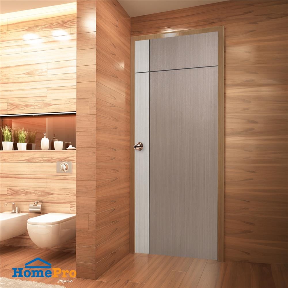 ประตูห้องน้ำ UPVC AZLE L0A-G2C 70X200 ซม. สี ASH/STONE GREY เจาะลูกบิด