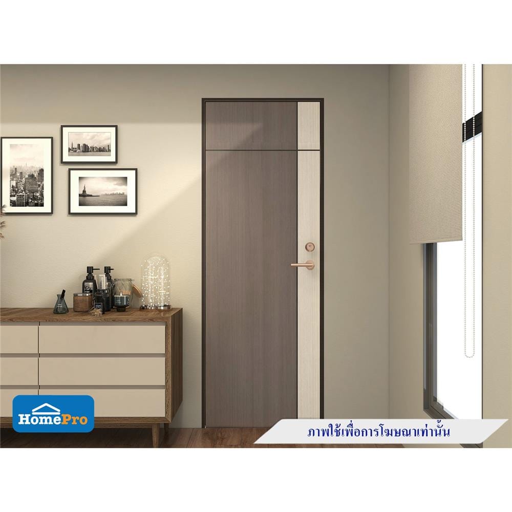 ประตูห้องน้ำ UPVC AZLE L0A-G2C 70X200 ซม. สี ASH/STONE GREY เจาะลูกบิด
