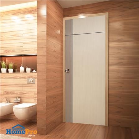 ประตูห้องน้ำ UPVC AZLE L0A-G2C 70X200 ซม. สี WALNUT/BEECH เจาะลูกบิด_4