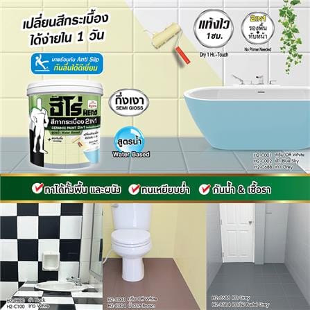 สีทากระเบื้อง WOODTECT HERO 2IN1 H2-C800 สีดำ กึ่งเงา 0.85 ลิตร_2